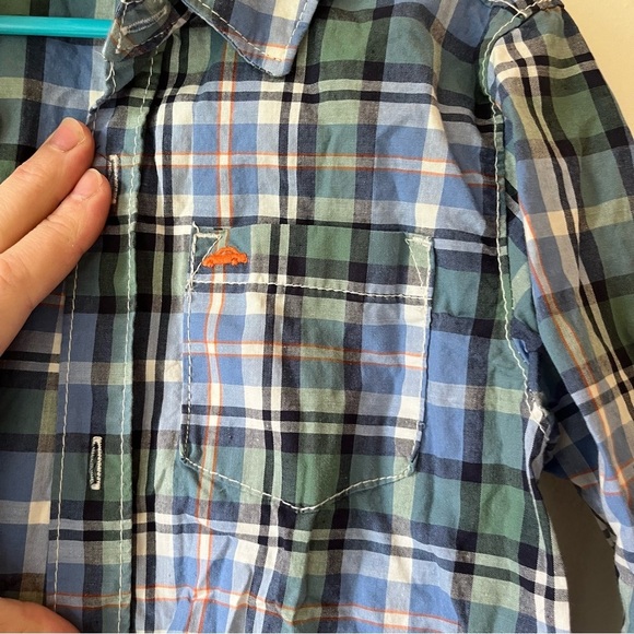 🌼 5/$25 Carter’s Boys Plaid Button-Up Shirt 5T Long Sleeve Blue Green - Picture 2 of 10